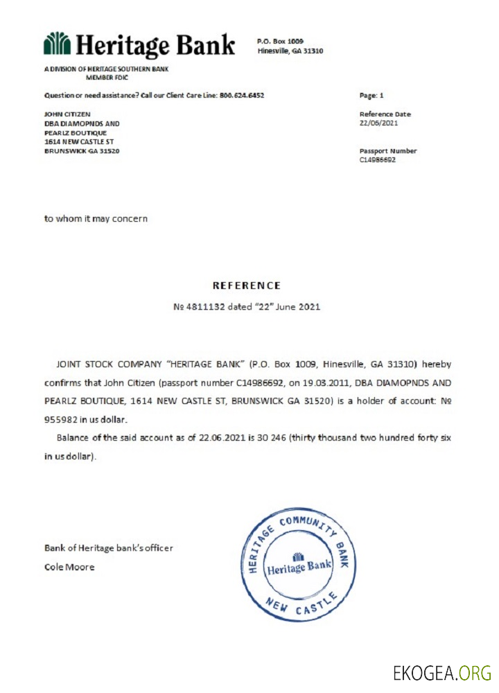 USA , Heritage Bank , référence template USA , Heritage Bank , référence template